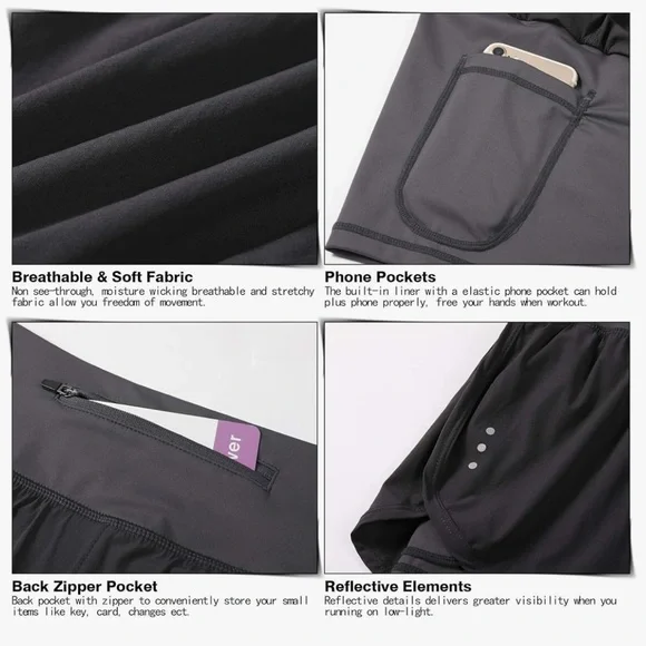 Women’s high-waisted spandex work-out shorts dark grey medium running yoga gym - Picture 5 of 6